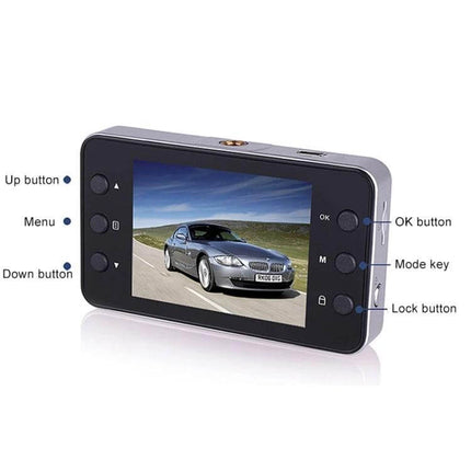 K6000 Wide-Angle Car Dash Cam for Everyday Driving Recording compact dash cam showing screen and side control buttons