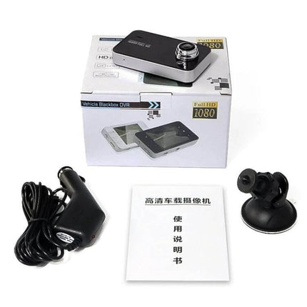 K6000 Wide-Angle Car Dash Cam for Everyday Driving Recording compact dash cam with box, suction mount, car charger and manual