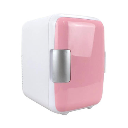 Vehicle Auto Portable Mini Cooler And Warmer 4L For Car pink and white compact unit shown front view for travel and home use