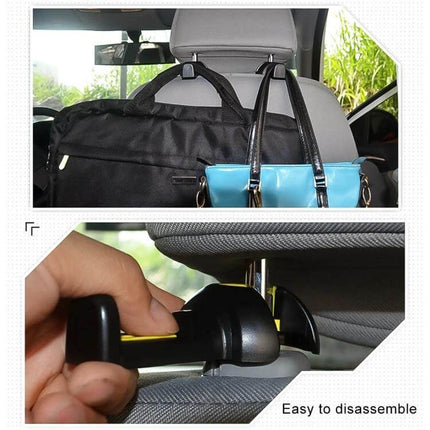 Practical Car Seat Back Hooks for Hanging Bags, Set of 2 - black hooks holding bag and purse on car seat headrest