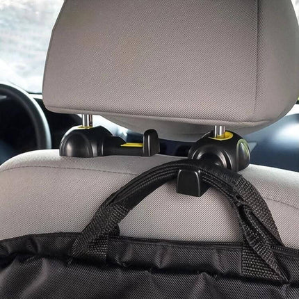 Practical Car Seat Back Hooks for Hanging Bags, Set of 2 hanging a bag from a car headrest to keep interior organized