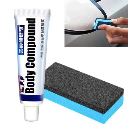 Polishing Abrasive for Car Scratch Repair and Maintenance - tube of body compound and sponge applicator shown