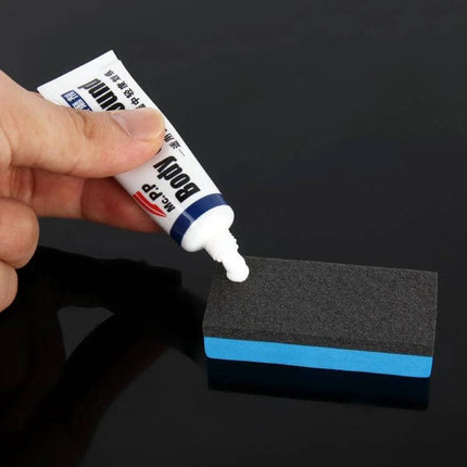 Polishing Abrasive for Car Scratch Repair and Maintenance applied from tube onto foam applicator for paint touch-up