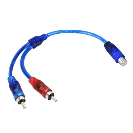 Car AV Extension Cable 26cm Length For Vehicle Installations - blue Y RCA-to-female cable for in-dash audio routing, copper-covered, compact durable