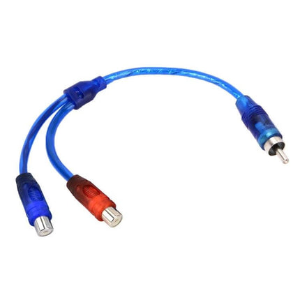 Car AV 2 Female To 1 Male Extension Cable For Car Audio 26cm - blue RCA Y-splitter harness for head unit to amplifier connections