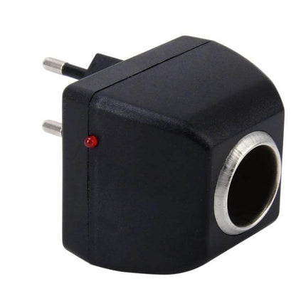Vehicle Power Inverter for Car Electronics Charging Needs black compact car DC-to-AC adapter with cigarette lighter socket and LED