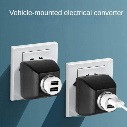 Vehicle Power Inverter for Car Electronics Charging Needs - compact car DC to AC converter with dual USB ports for charging phones and tablets on the go