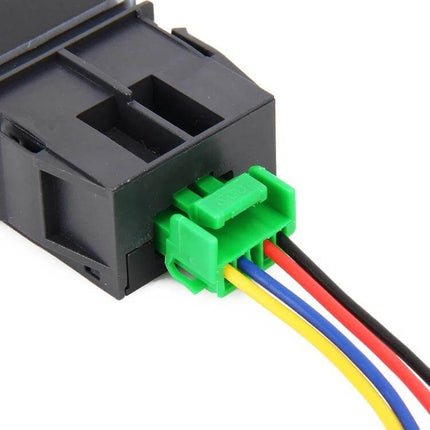 Car Fog Light Switch With Cable For Honda Fit Front Panel replacement switch with green connector and multicolor wires, ABS housing, close-up