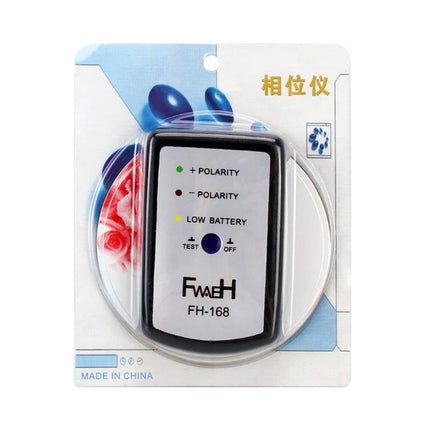 Tool for Verifying Speaker Polarity in Car Audio Systems - handheld FH-168 polarity tester in retail packaging