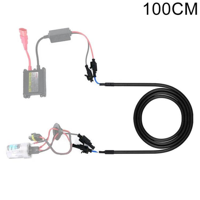 HID Xenon Ballast Extension Cable 100cm For Flexible Placement — 100cm black extension cable for routing ballast away from headlamp