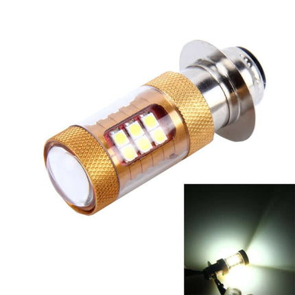 High-Intensity LED Motorcycle Headlight for Night Visibility gold LED bulb showing multiple diodes and bright beam for improved night riding safety