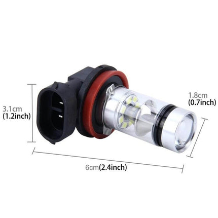 2-Pack LED Car Fog Lights For Everyday Driving Cool White compact LED fog bulb with dimensions and connector for improved visibility
