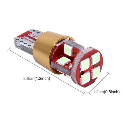 2 Pack T10 3W Car Clearance Light For Ground Vehicles - close-up of single T10 LED bulb with gold base and 4 surface-mounted LEDs