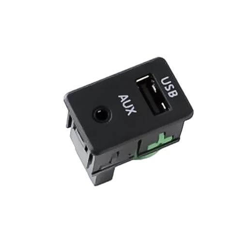 2 in 1 Car Aux and USB Adapter for VW Scirocco, Magotan, Touran, Polo - black plastic AUX jack and USB port module