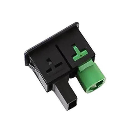 2 in 1 Car Aux and USB Adapter for VW Scirocco, Magotan, Touran, Polo - compact black plastic housing with green connector for audio and charging