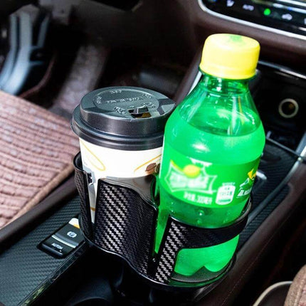 Practical Universal 2 in 1 Car Cup Holder for Everyday Drinks - expandable dual cup holder securing coffee cup and water bottle in car