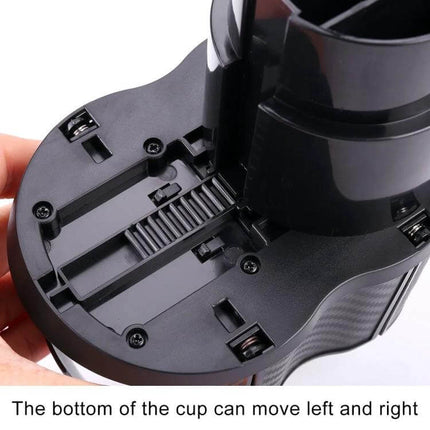 Practical Universal 2 in 1 Car Cup Holder for Everyday Drinks shown expanded base with adjustable sliding bottom for secure fit on bottles and cups