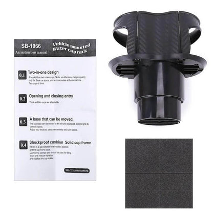 Practical Universal 2 in 1 Car Cup Holder for Everyday Drinks black expandable cup holder with instructions and foam pads