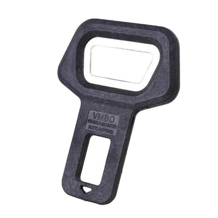 Versatile Car Safety Belt Clip with Built-in Bottle Opener — black seat belt clip with integrated bottle opener for travel and road trips