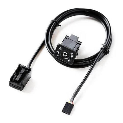 AUX Interface and Wiring Harness for Ford Vehicles - black AUX input cable and connector for clean dash installation