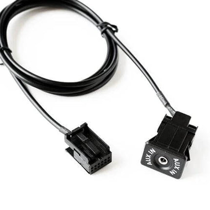 AUX Interface and Wiring Harness for Ford Vehicles - black auxiliary input cable and connector for Ford infotainment systems, OEM-style fit