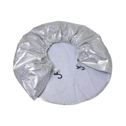 Waterproof 4-Piece Car Tire Covers for 29-Inch Wheels silver aluminum film covers with cotton wool lining, elastic edge and hooks for outdoor tire protection