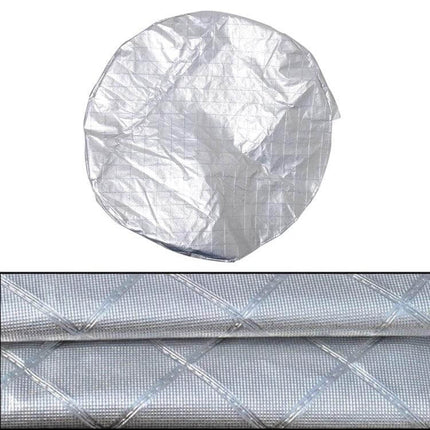 Waterproof 4-Piece Car Tire Covers for 29-Inch Wheels — round silver waterproof cover with quilted aluminum film and cotton wool lining