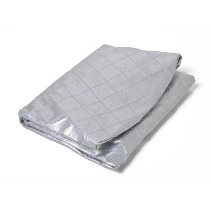 Waterproof 4-Piece Car Tire Covers for 29-Inch Wheels — folded silver waterproof tire cover set with quilted aluminum film and cotton lining