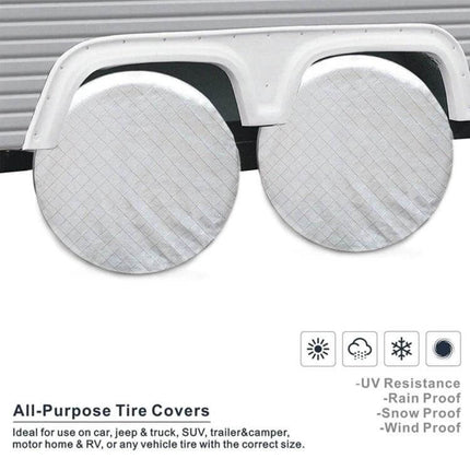 Waterproof 4-Piece Car Tire Covers for 29-Inch Wheels - silver waterproof protective covers for outdoor parking, UV and weather resistant