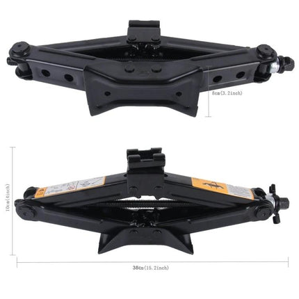 Tool for Lifting and Leveling Vehicles During Travel Trips - compact coated heavy-duty metal scissor jack for cars RVs and trailers