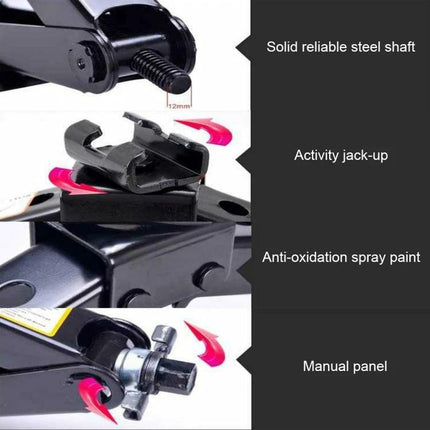 Tool for Lifting and Leveling Vehicles During Travel Trips - compact coated heavy-duty metal jack with steel shaft, anti-oxidation spray paint, manual panel