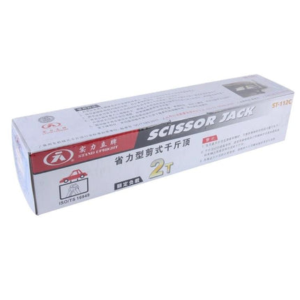 Travel Essential Scissor Jack for Roadside Vehicle Assistance - 2T scissor jack in packaging for travel emergency tire changes