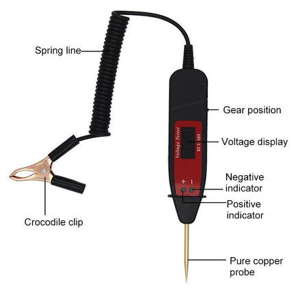 Compact Tool for Everyday Car Maintenance and Checks digital voltage tester with crocodile clip spring line and pure copper probe