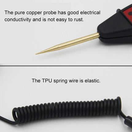 Compact Tool for Everyday Car Maintenance and Checks showing a pure copper probe tip and elastic TPU coiled spring wire for quick vehicle checks
