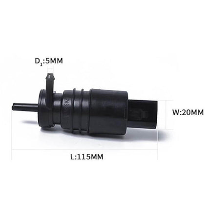Windshield Washer Pump For 1996-2005 VW Audi BMW Direct Replacement black plastic direct-fit pump with 115mm length and 20mm width