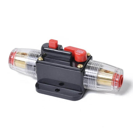 Car Audio Circuit Breaker Fuse Holder For Vehicle Use - 100A 12–24V manual reset inline breaker for car boat motorcycle, fits up to 4 AWG wire