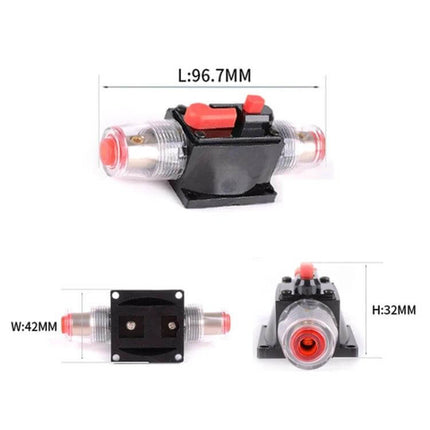 Car Audio Circuit Breaker Fuse Holder For Vehicle Use - 100A 12–24V manual reset inline fuse holder with mounting base, fits up to 4 gauge wire
