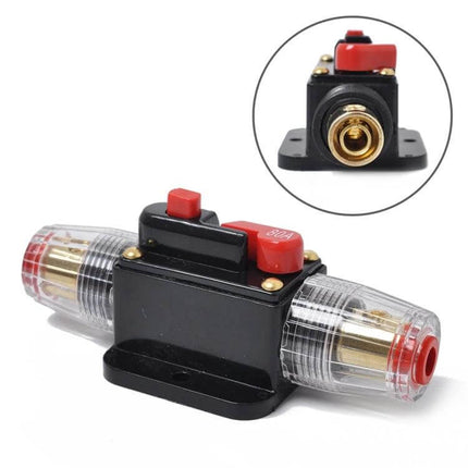 Car Audio Circuit Breaker Fuse Holder For Vehicles black inline resettable 12-24V 4 AWG protective holder with red cap