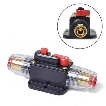 Car Audio Circuit Breaker Fuse Holder For 12-24V Vehicles compact 50A resettable inline protector for car boat motorcycle audio circuits