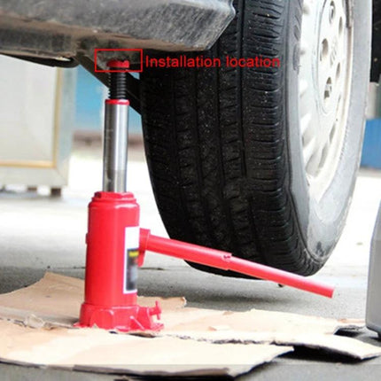 BMW Jack Pad for Everyday Car Maintenance and Lifting Support - plastic jack pad positioned between bottle jack and BMW pinch weld to protect underbody
