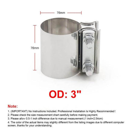 3 Inch Car Turbo Exhaust Downpipe Stainless Steel Lap Joint Band Clamp - 3" stainless steel lap joint band clamp with bolts