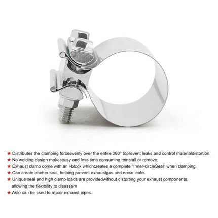 3 Inch Car Turbo Exhaust Downpipe Stainless Steel Lap Joint Band Clamp - polished stainless clamp for secure 3-inch turbo downpipe connections