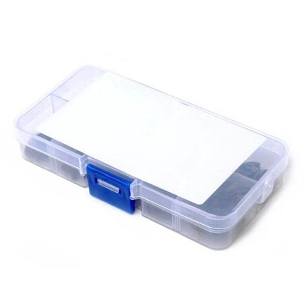 160-Piece E-Clip Snap Ring Assortment for Automotive Securing in plastic organizer box with blue latch