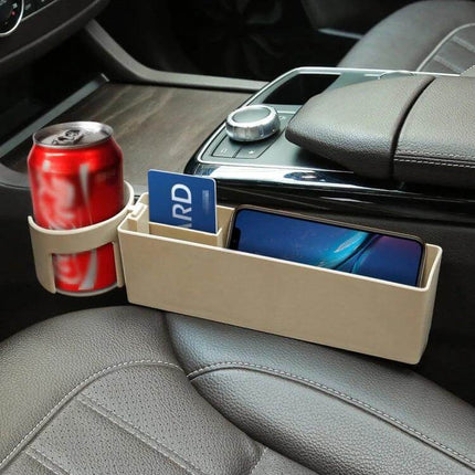 Car Seat Gap Filler Storage Box for Universal Vehicles holding phone, card and cup in car seat-console gap