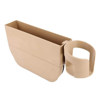 Car Seat Gap Filler Storage Box for Universal Vehicles beige organizer with cup holder to keep phone keys and small items accessible