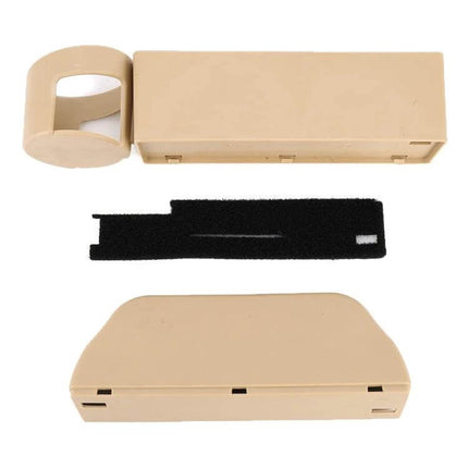 Car Seat Gap Filler Storage Box for Universal Vehicles beige organizer set showing main box, cup holder insert and felt liner