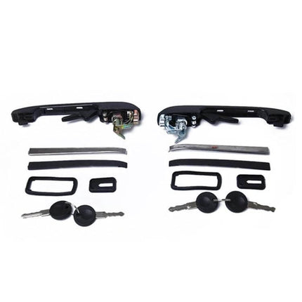 A0171 Front Door Handle Set for VW Golf Jetta MK1 MK2 - black plastic and metal replacement kit with keys and seals