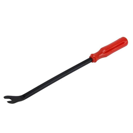 31cm Plastic Handle Car Door Interior Trim Remover Tool with red plastic handle and forged steel shaft for removing door panel fasteners