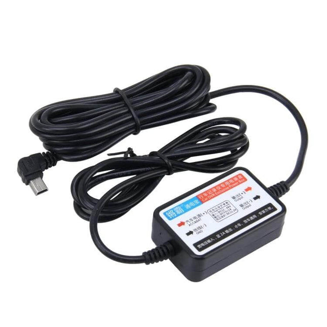 Universal Car DVR Power Supply Box for Vehicle Use with 3m Cable – compact inline battery-saving adapter for dash cam continuous parking recording