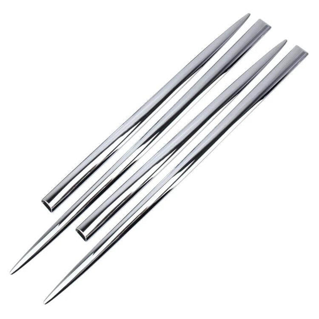 Metal Car Door Edge Anti-Scratch Protection Guards, 4-Pack metal edge guards shown in chrome finish protecting car door edges